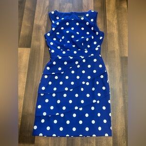 connected apparel Blue and White Polka Dot Mini Dress